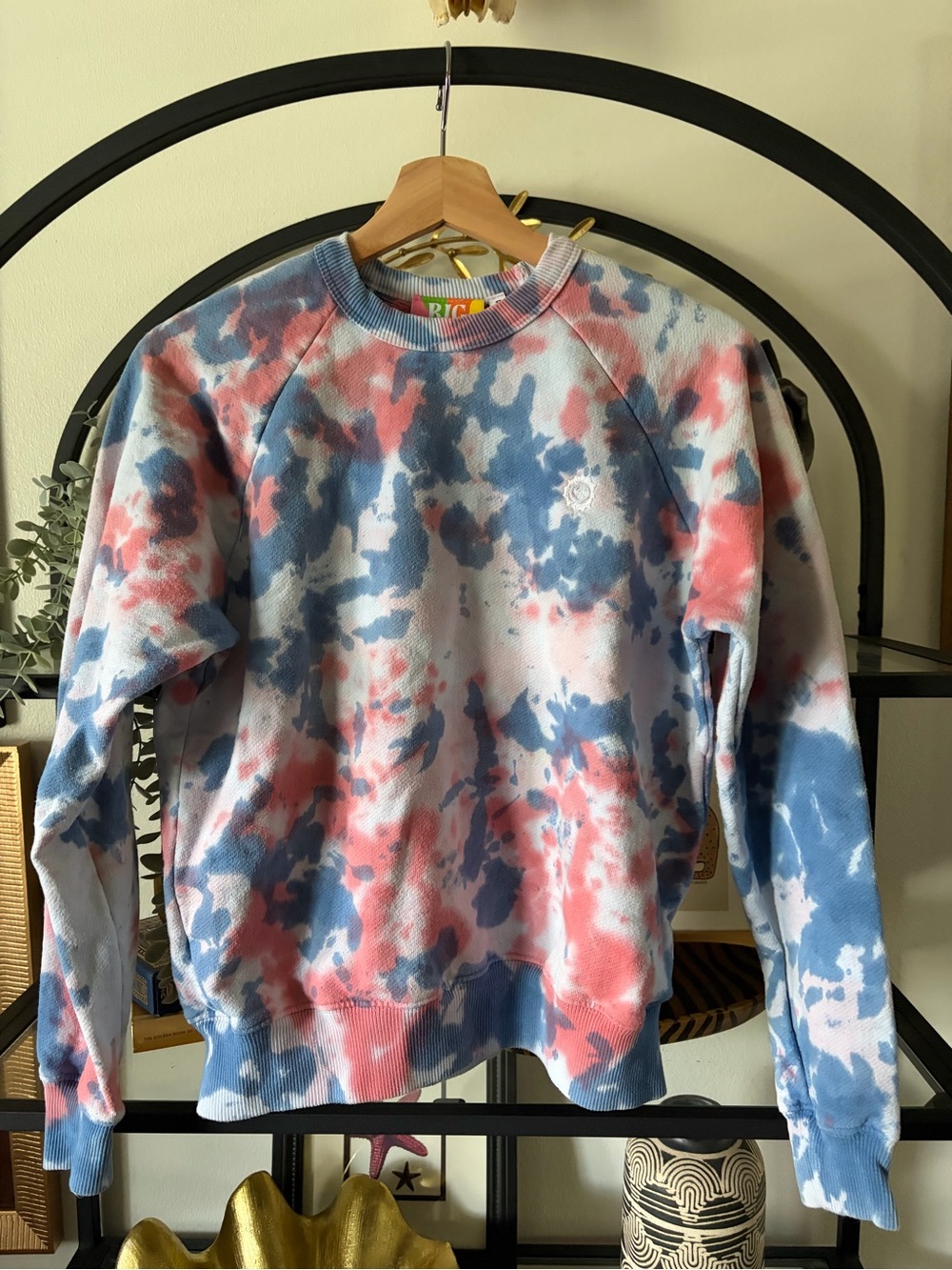 Big Bud Press Classic Crew Sweatshirt Size P Tie Dye Pink Blue Made in LA